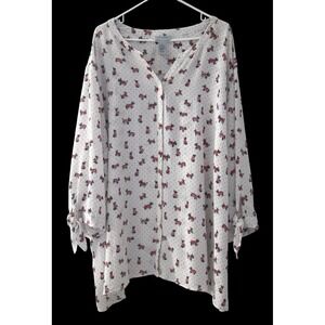 CATHERINES Plus Sz 5X Top Dotted Novelty‎ Print Scottie Dogs Blouse Preppy